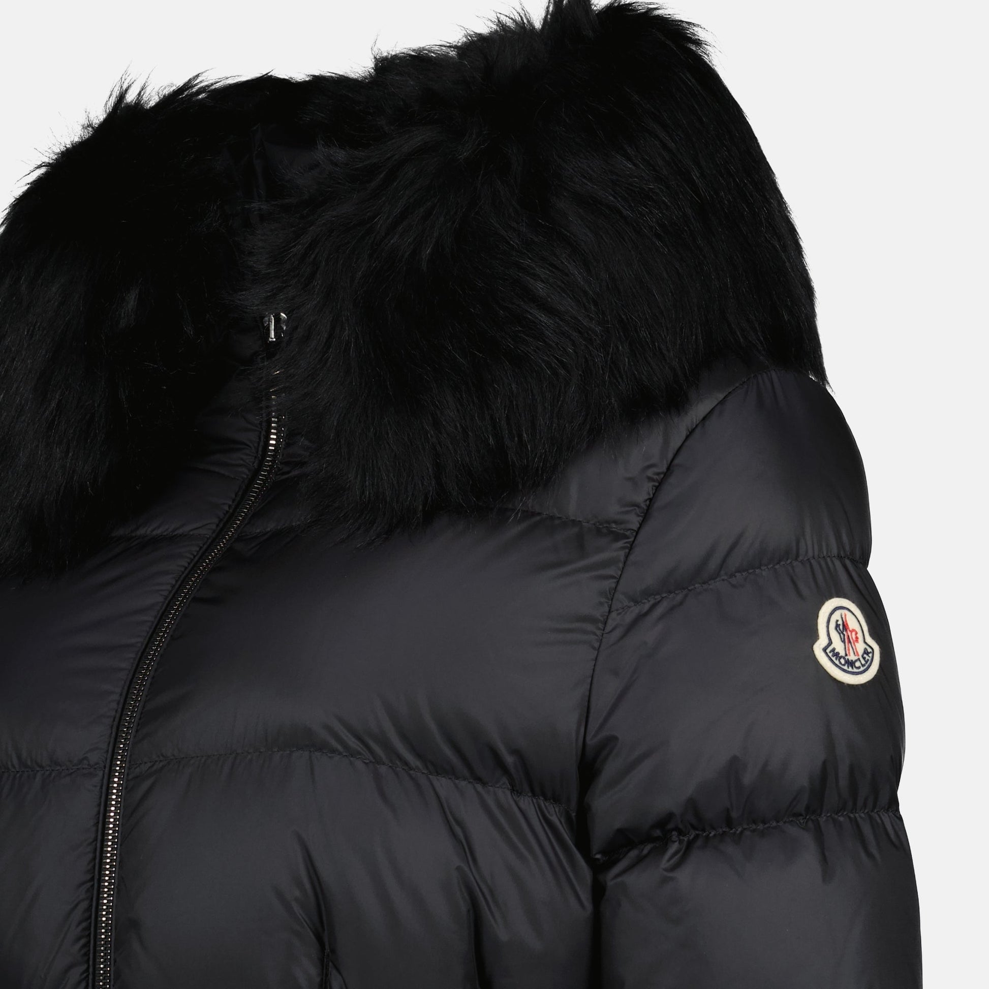 Down jacket, Luxury winter wear, Moncler, Black nylon jacket, High-collar jacket