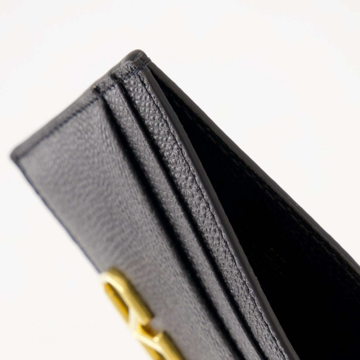 VLogo card holder, black leather cardholder, Valentino Garavani accessory, designer card holder, luxury leather wallet