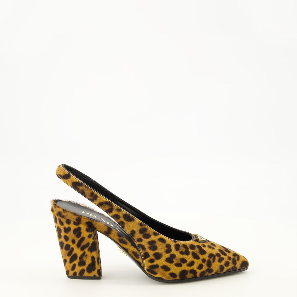 Leder Pumps mit Leopardenmuster