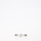 Alexander McQueen, Skull Double Ring, Women's Luxury Jewelry, Silver-tone Metal, Pearl Adorned Ring