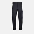Image of Black Cargo Sport Pants by Moncler Grenoble for Men - Season Autumn-Winter 2024 - Front View