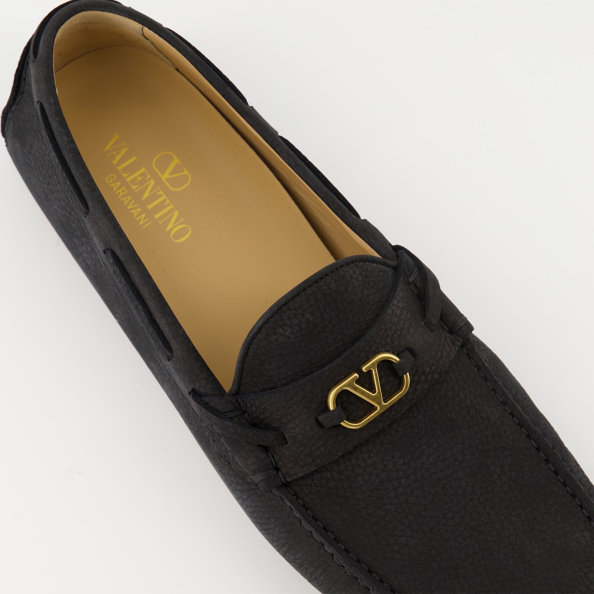 Valentino loafers, Driver Fastaway, black calf leather shoes, VLogo Signature, men's footwear