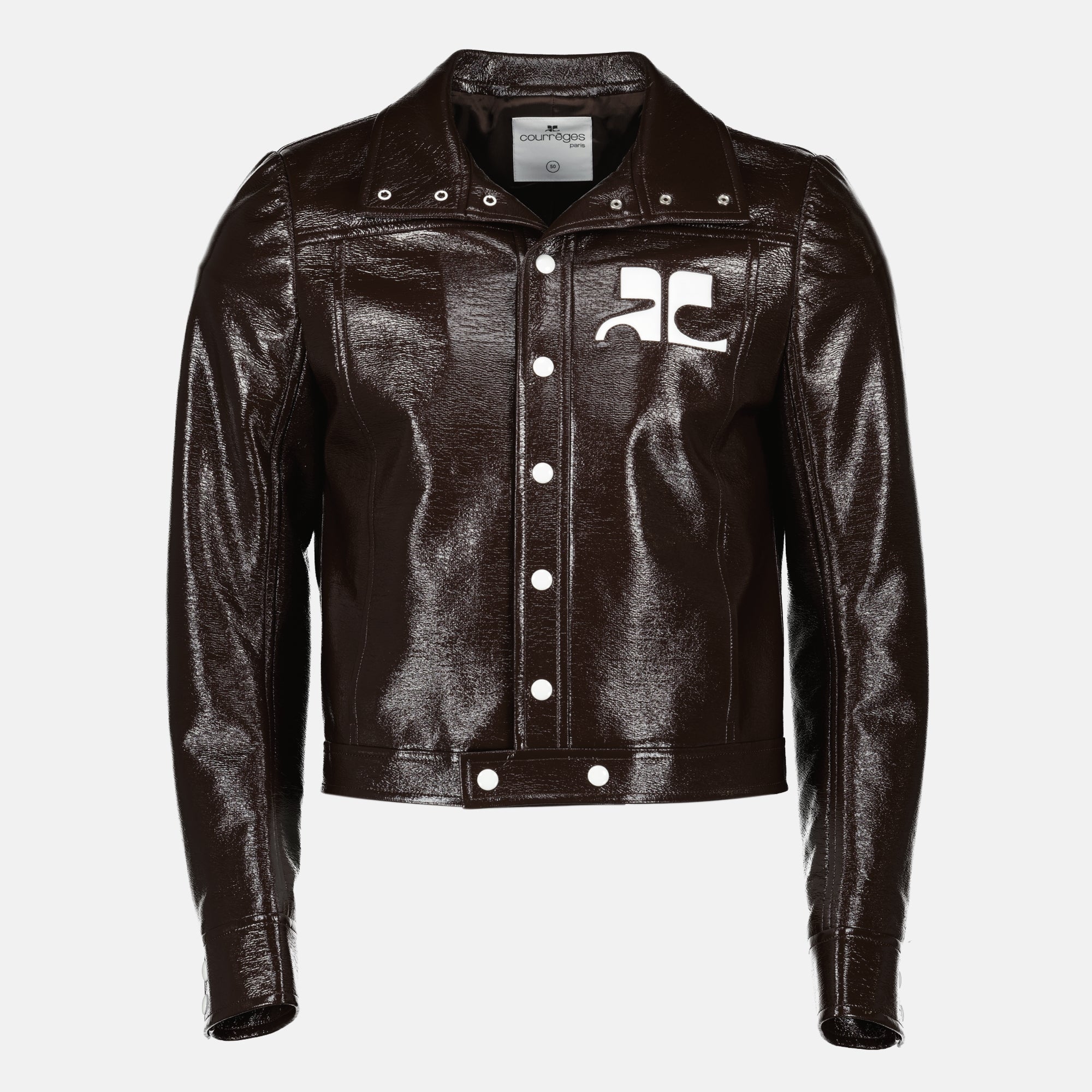 vinyl brown blouson courreges men 15324196569468