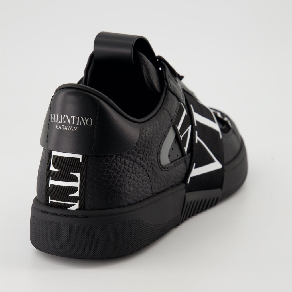 Valentino VLTN sneakers, black calf leather sneakers, two-tone design sneakers, men's luxury sneakers, designer lifestyle footwear