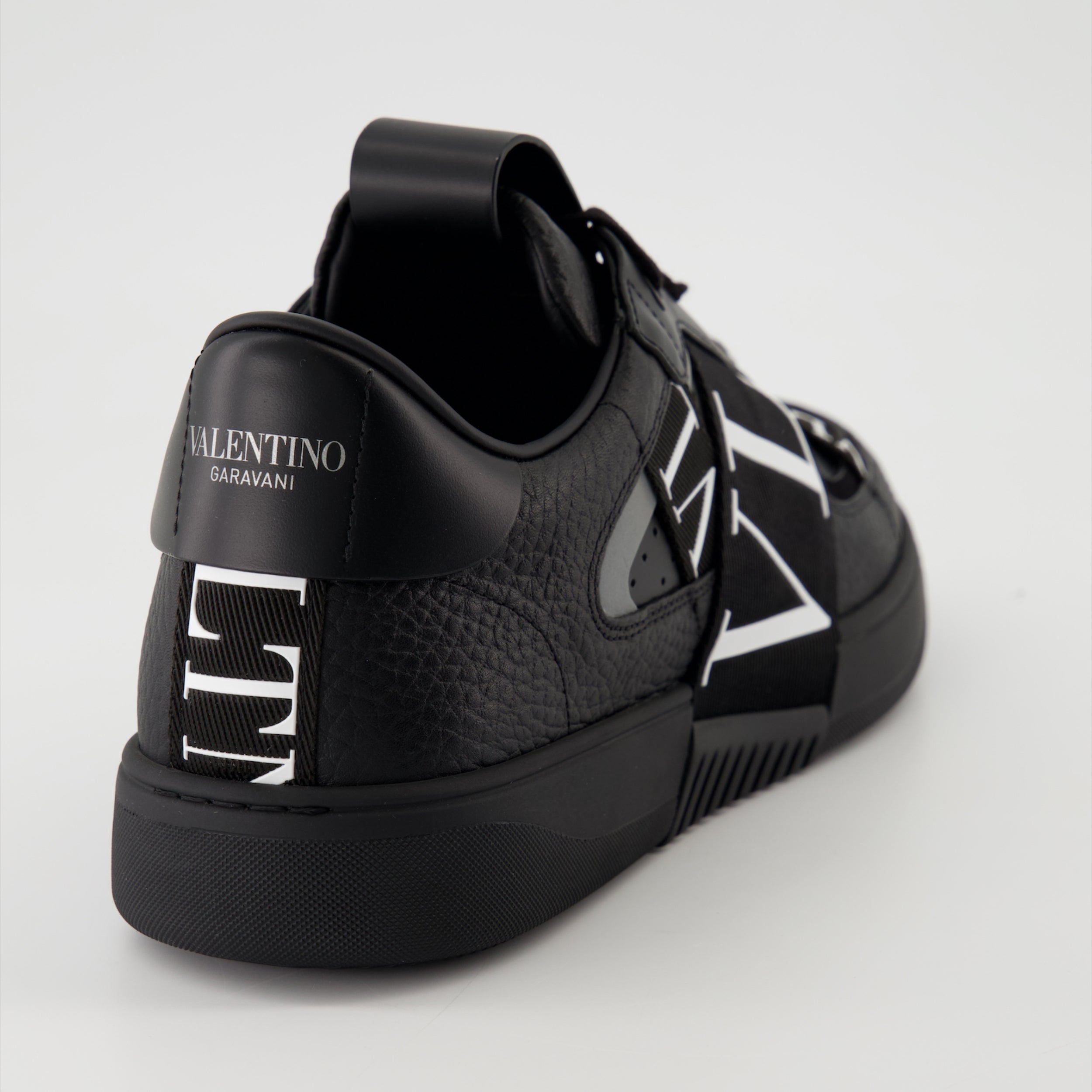 Valentino VLTN sneakers, black calf leather sneakers, two-tone design sneakers, men's luxury sneakers, designer lifestyle footwear