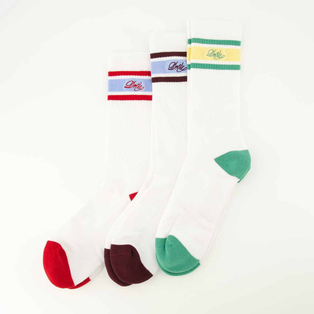 striped socks, Drôle De Monsieur, cotton socks, embroidered logo, men's accessories