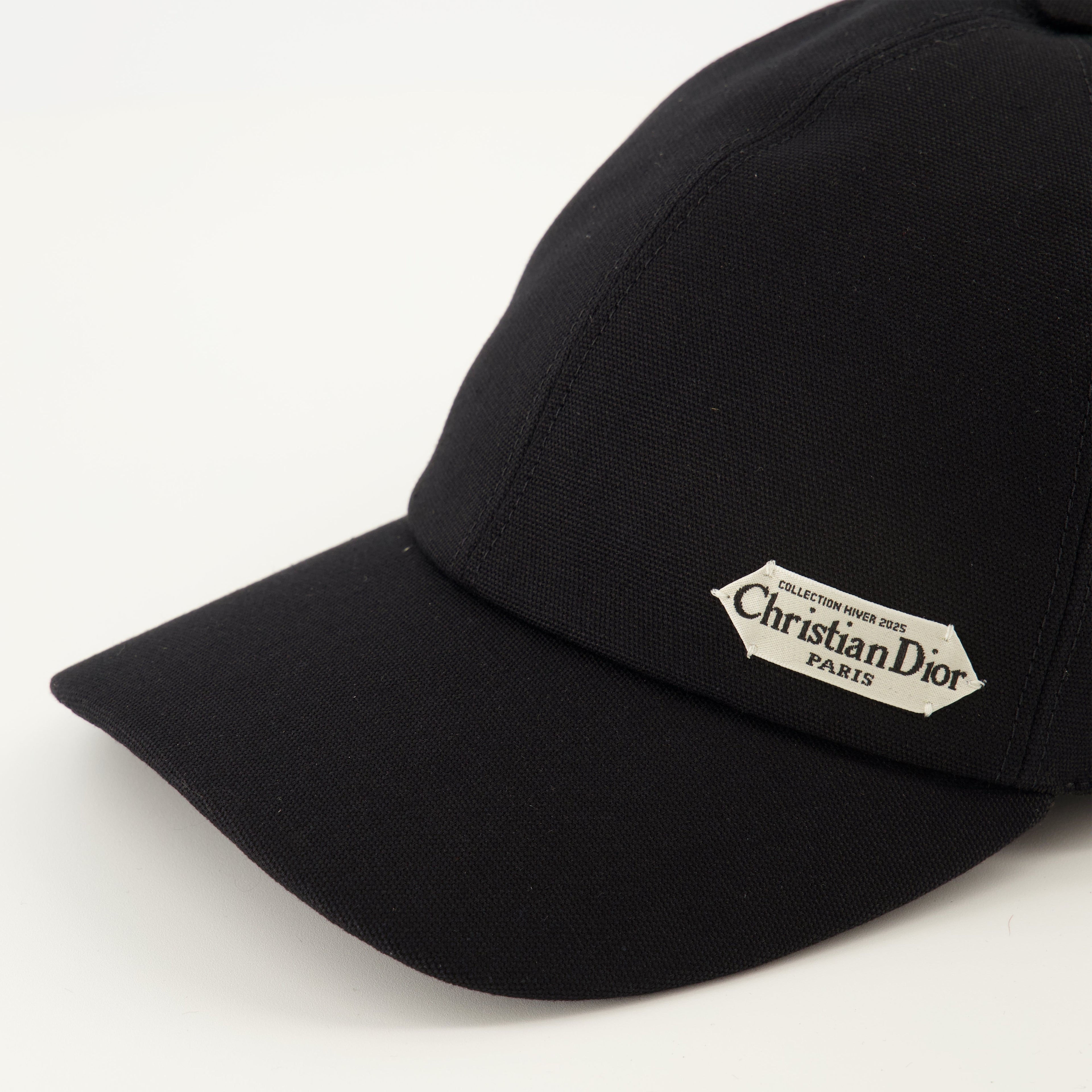 Dior cap, black cotton cap, adjustable strap cap, Dior Oblique cap, elegant baseball cap