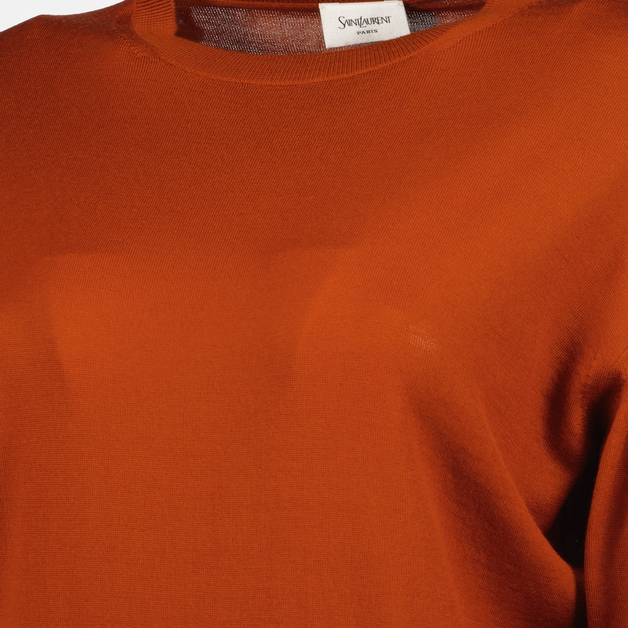 orange sweater, wool and cashmere, Saint Laurent, Autumn-Winter 2025, women's fashion
