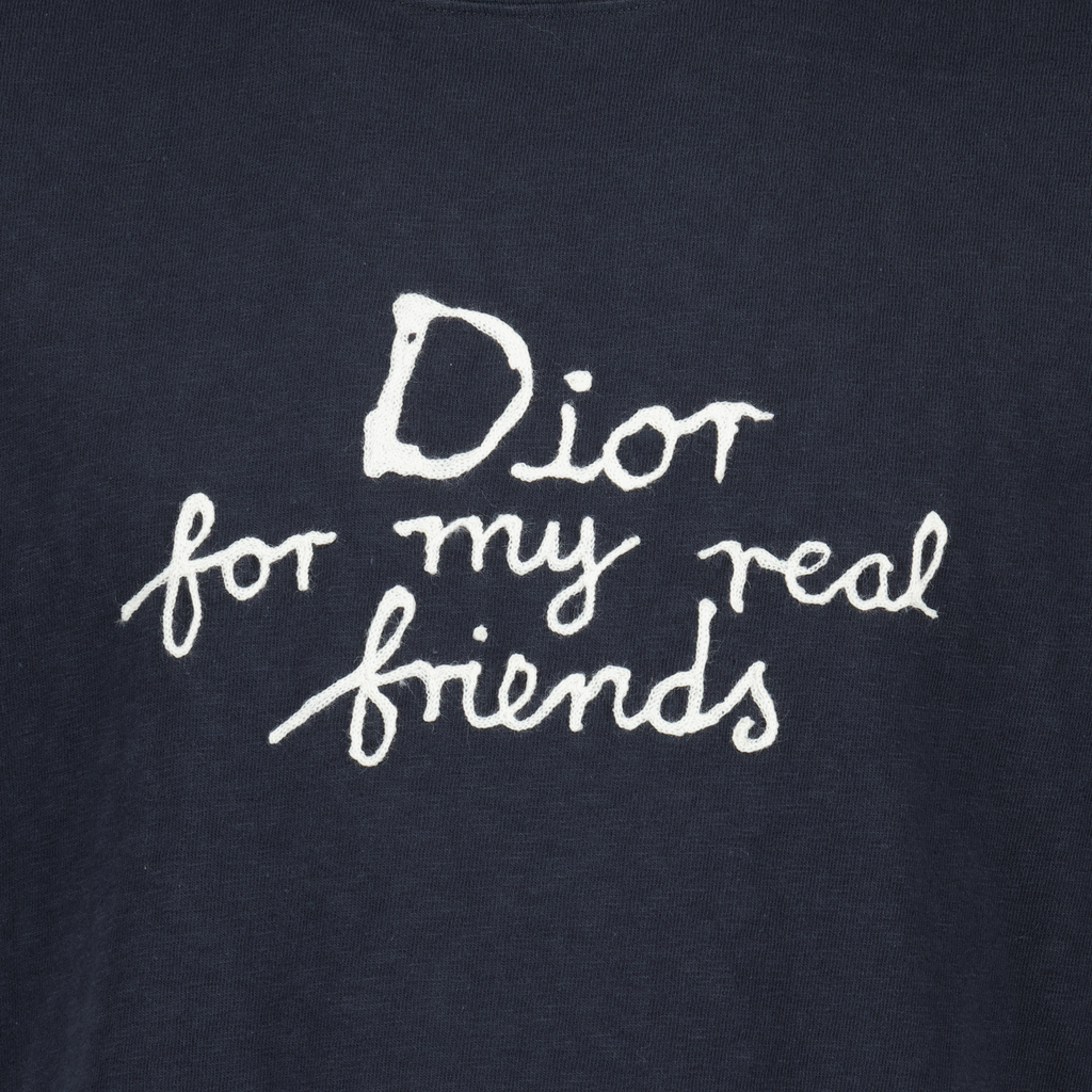 Dior T-shirt, Hylton Nel, navy blue T-shirt, embroidered logo shirt, cotton jersey clothing