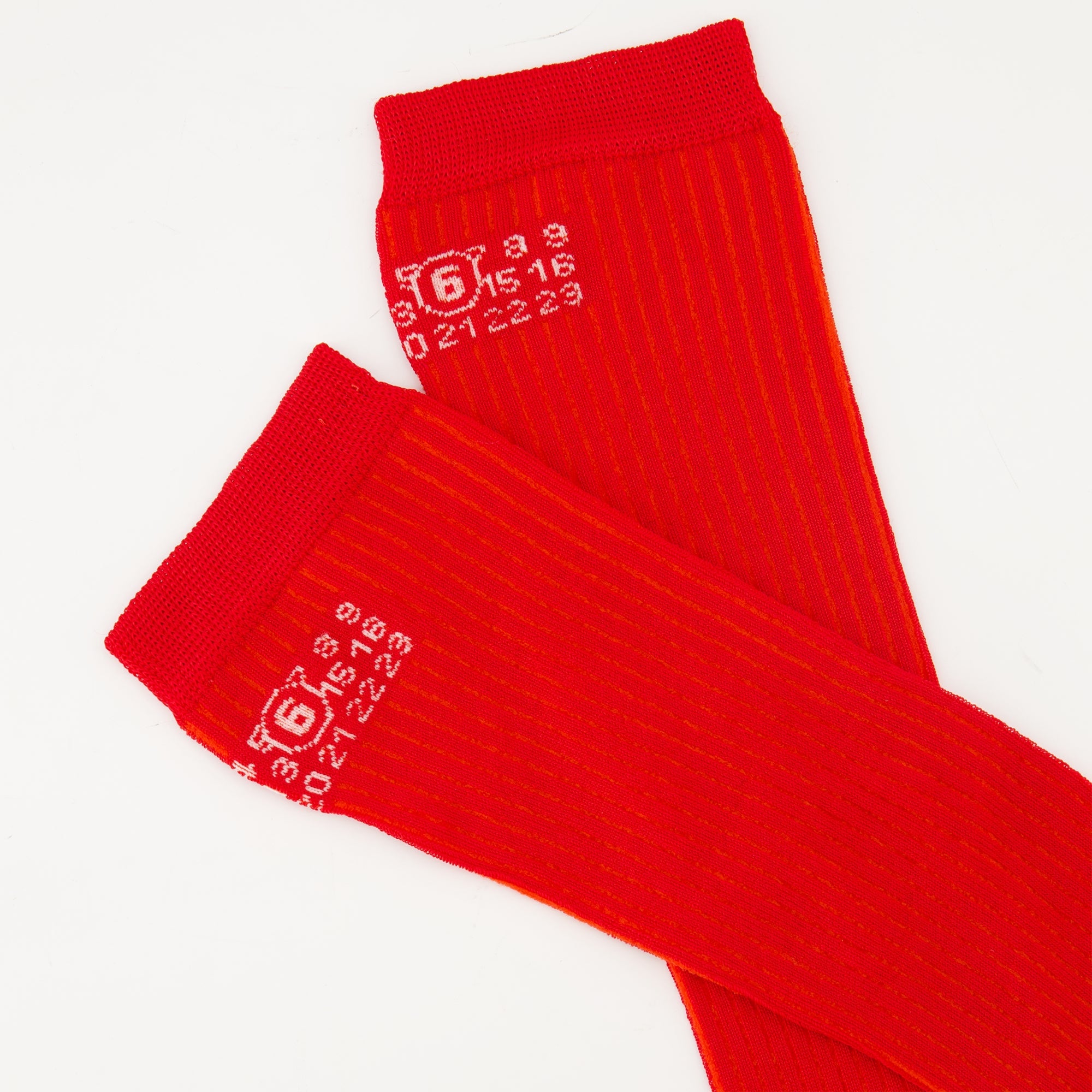Numeric socks, MM6, red socks, ribbed viscose, slip-on design