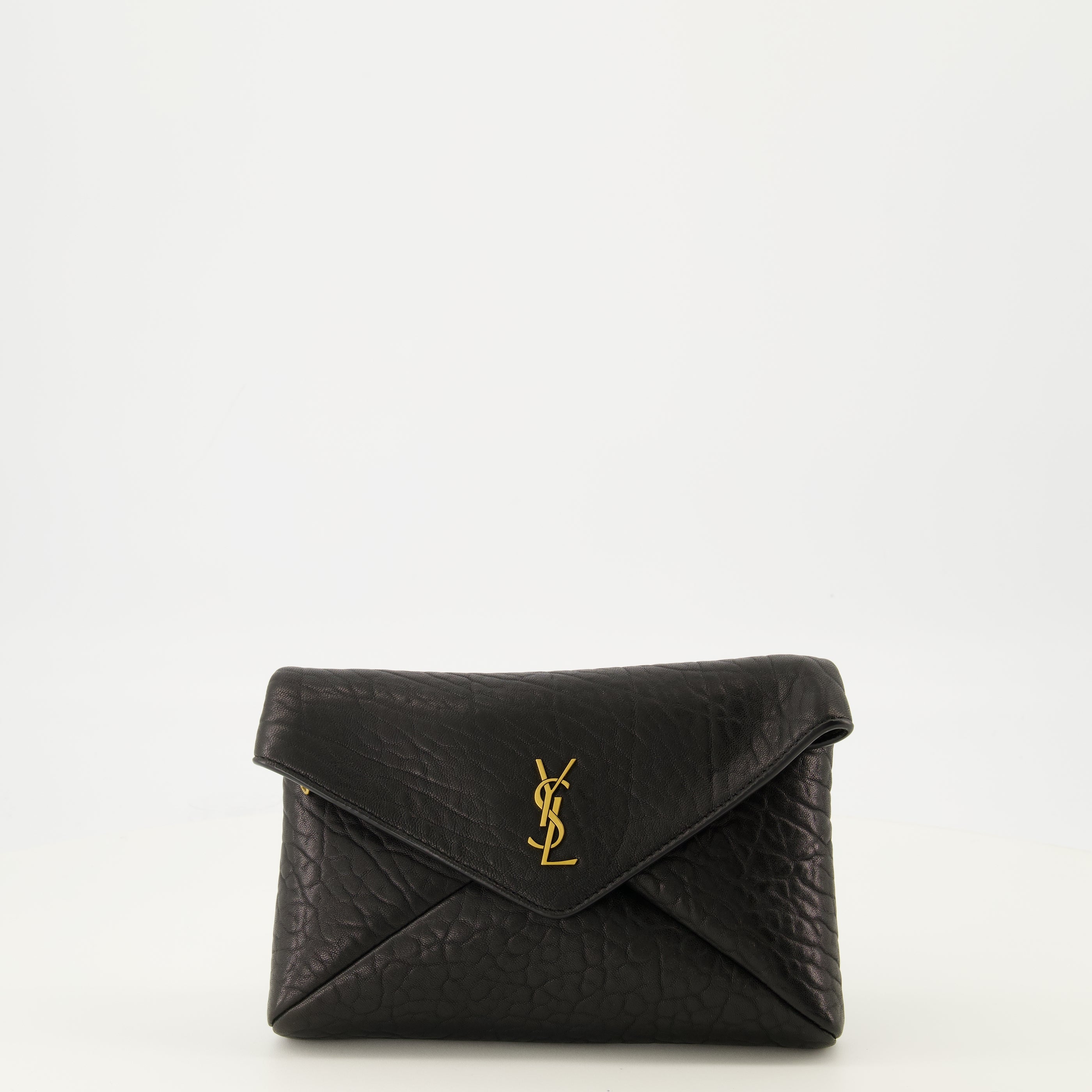 Pochette en cuir noir Cassandre