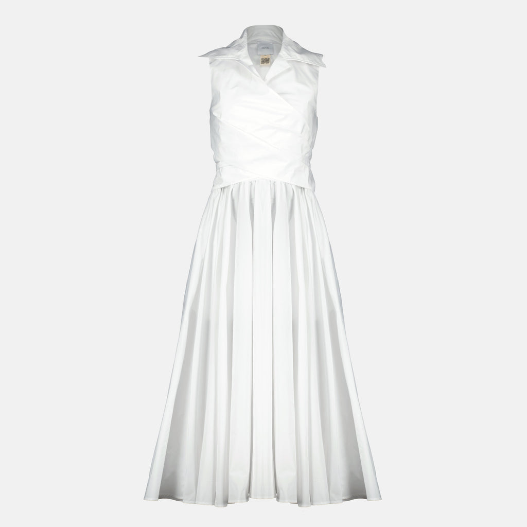 Image of Robe Drapée Blanche en Faille Recyclé by Patou for Women - Season Spring-Summer 2026 - Front View