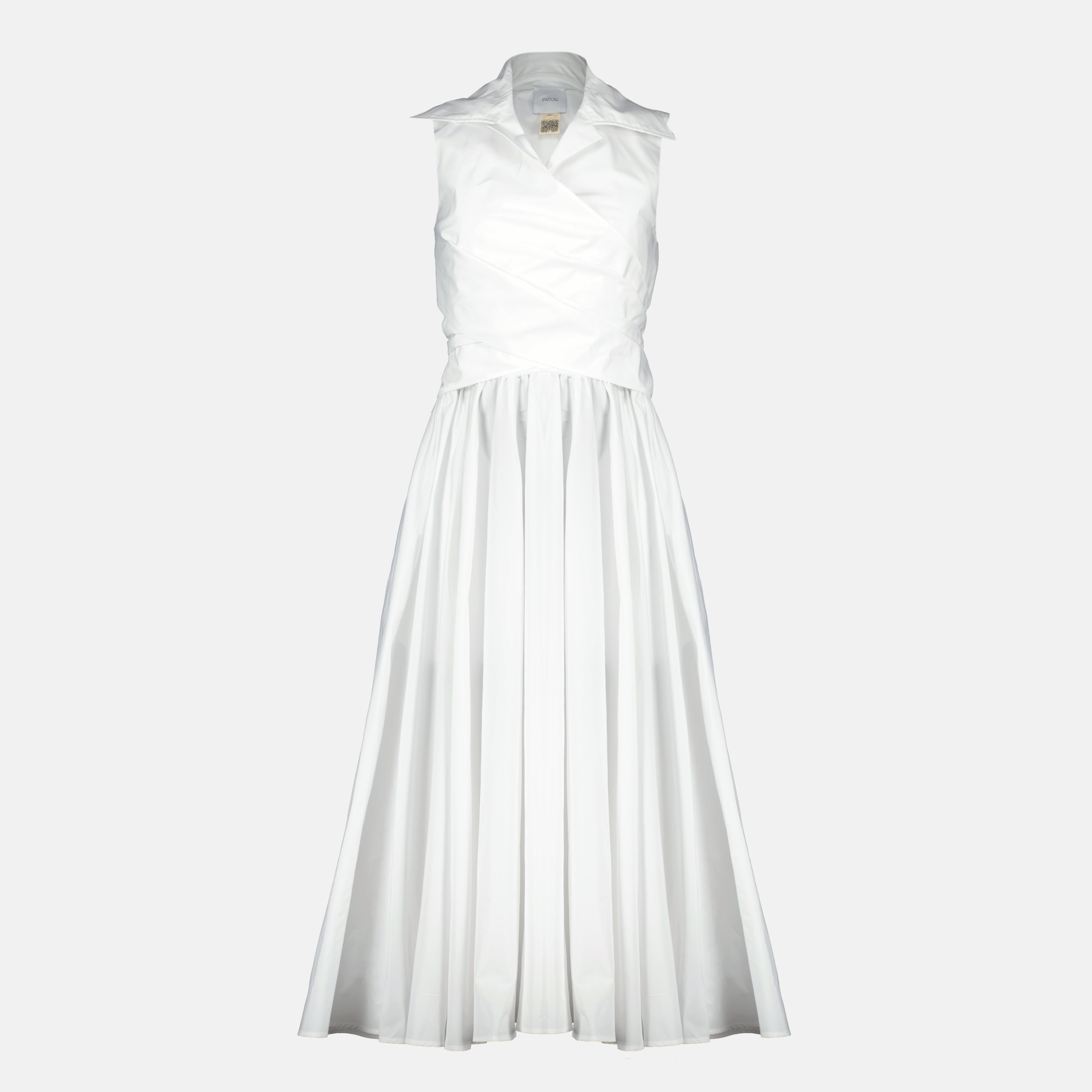 Image of Robe Drapée Blanche en Faille Recyclé by Patou for Women - Season Spring-Summer 2026 - Front View