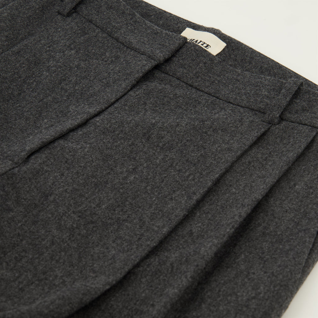 Khaite pants, grey wool pants, wide cut pants, high waist trousers, women's autumn fashion