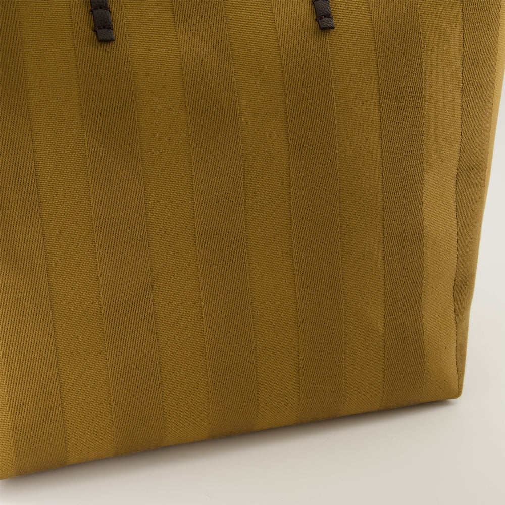 Beige tote bag, striped cotton bag, elegant handbag, Fall-Winter fashion, chic accessory