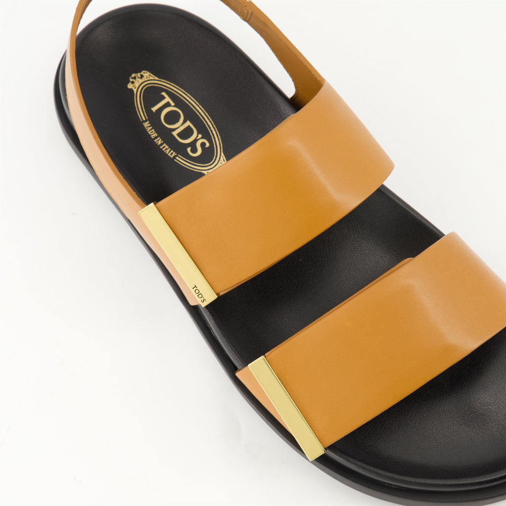 brown sandals, double strap sandals, Tod's footwear, summer sandals, women's fashion accessories