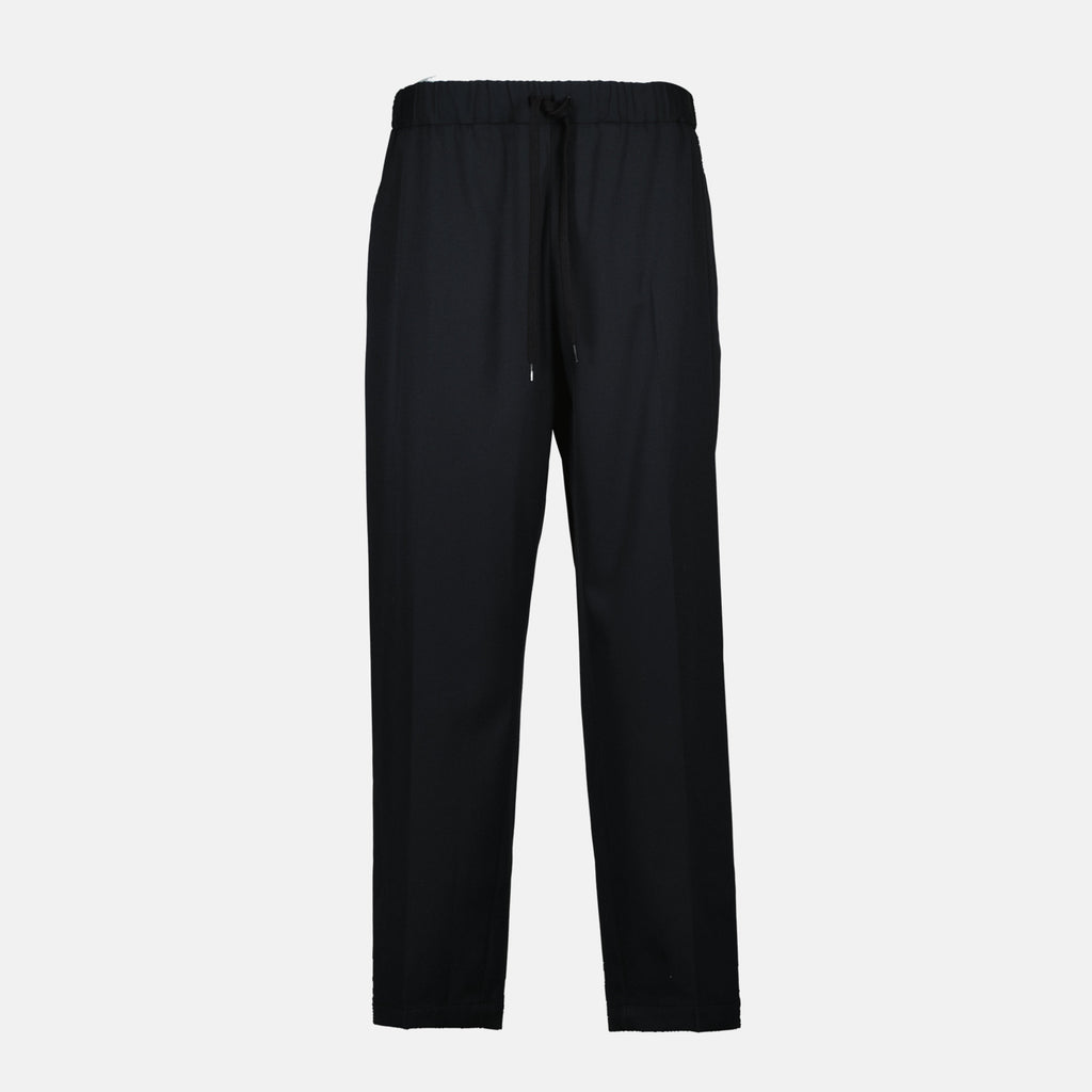 black wool trousers, Mm6 trousers, Autumn-Winter collection, straight cut trousers, women's wool pants