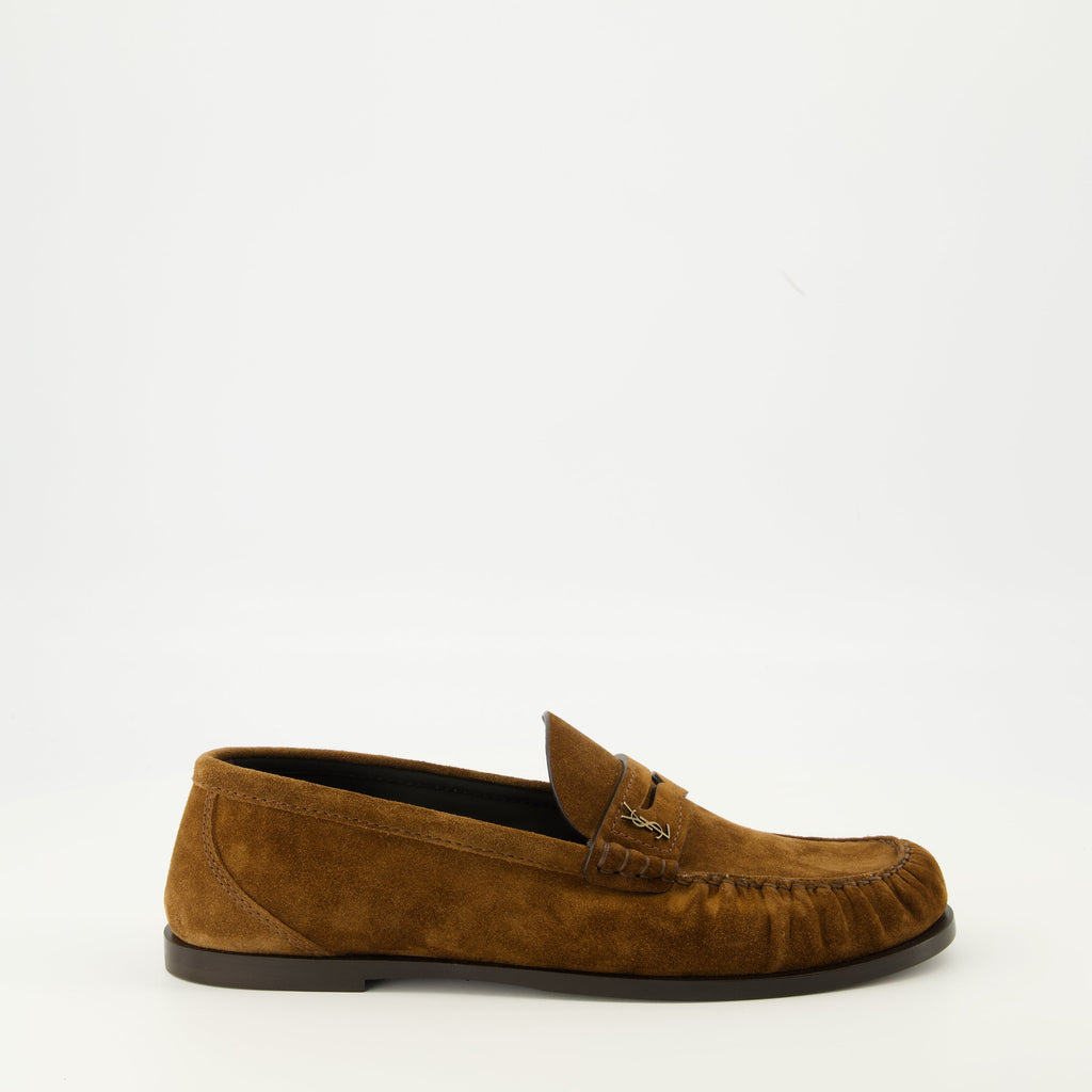 brown suede loafers, Saint Laurent loafers, comfortable loafers, moccasin shoes, stylish footwear
