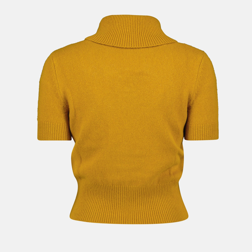 Pull Col Roulé en Cachemire Jaune