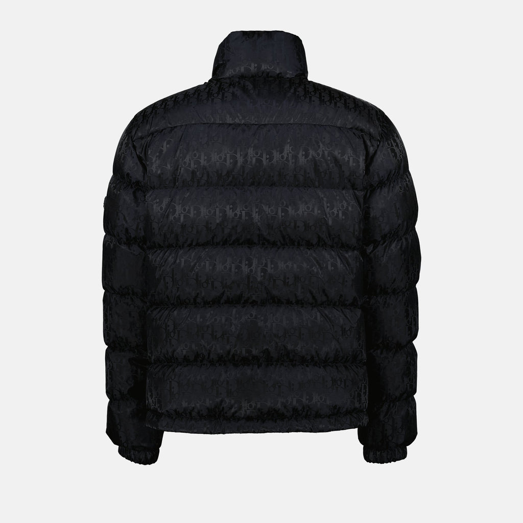 Dior Oblique Puffer Jacket, luxury winter jacket, black quilted jacket, high collar puffer, Autumn-Winter 2024 fashion