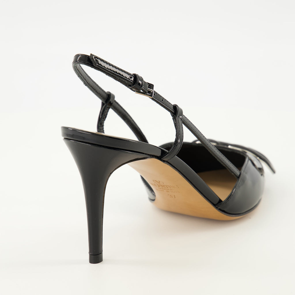 Vlogo pumps, black patent leather shoes, fashion footwear, elegant pumps, designer shoes