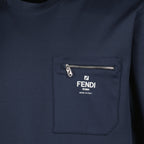 Fendi T-shirt, Navy Blue T-shirt, Men's Fashion, Logo T-shirt, Cotton T-shirt