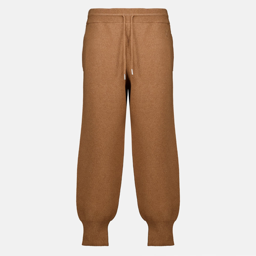 Pantalon de Jogging en Laine Marron