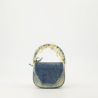 Diesel denim bag, strass shoulder bag, XS denim bag, luxury denim accessory, Diesel 1DR XS