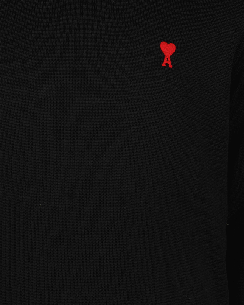 AMI Paris sweater, black wool sweater, luxury knitwear, Autumn-Winter 2024, Ami de Coeur logo