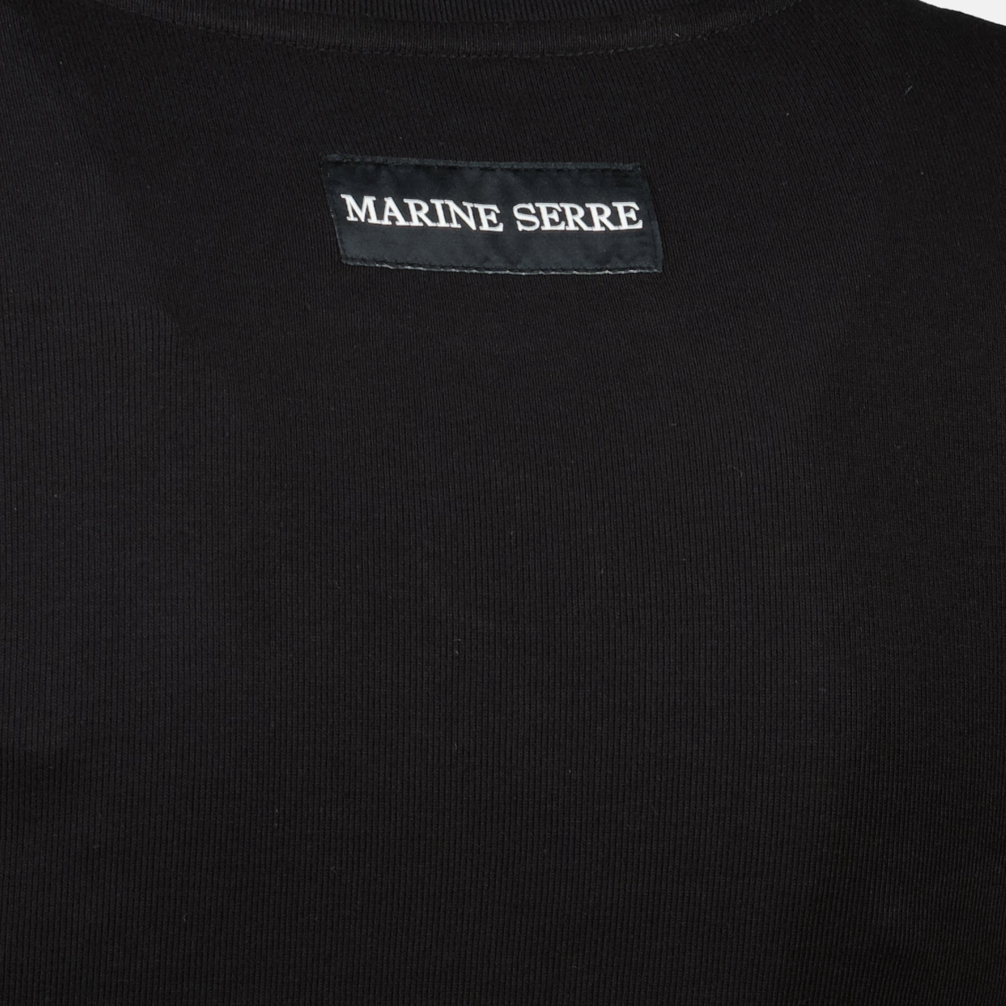 Moon Black T-Shirt, Marine Serre, cotton t-shirt, autumn winter fashion, embroidered logo t-shirt