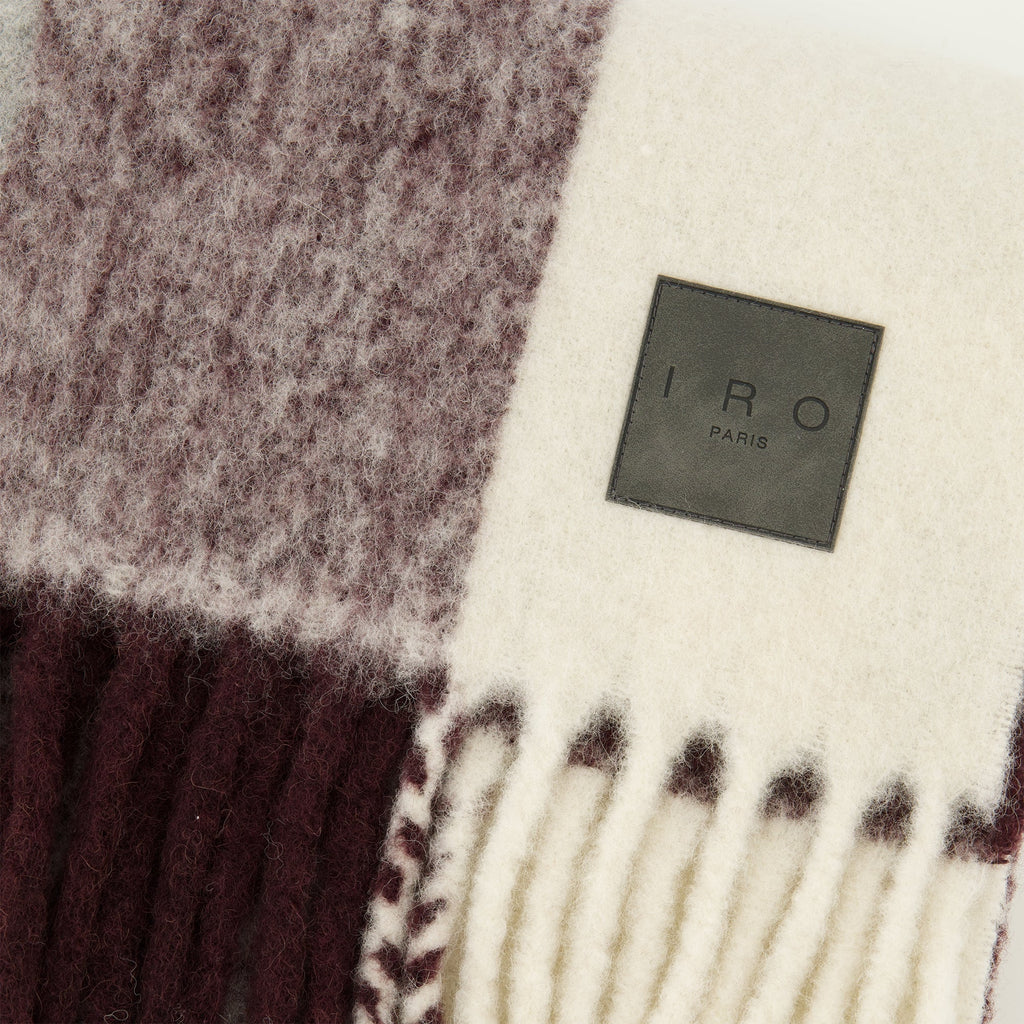 checkered scarf, Iro scarf, alpaca blend accessory, fringed edge scarf, Autumn Winter fashion