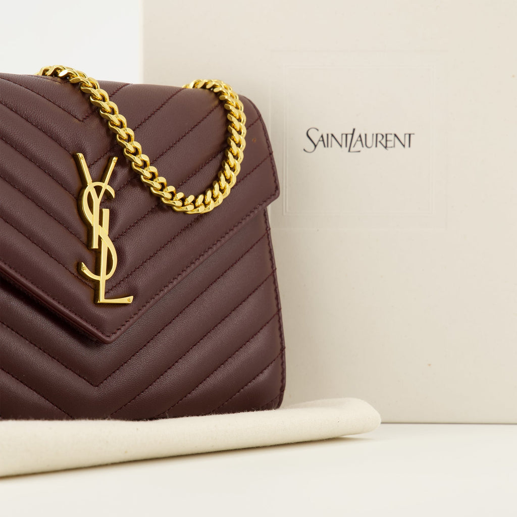 Cassandre wallet, Saint Laurent accessories, bordeaux leather wallet, chain wallet, designer wallet