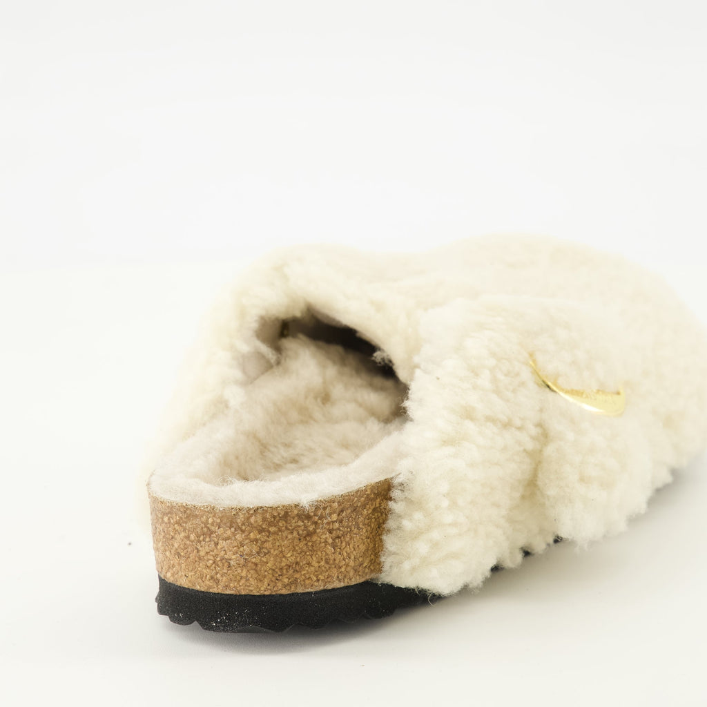 Image of Boston Mules in Teddy White by Birkenstock for Women - Season Spring-Summer 2026 - Back View