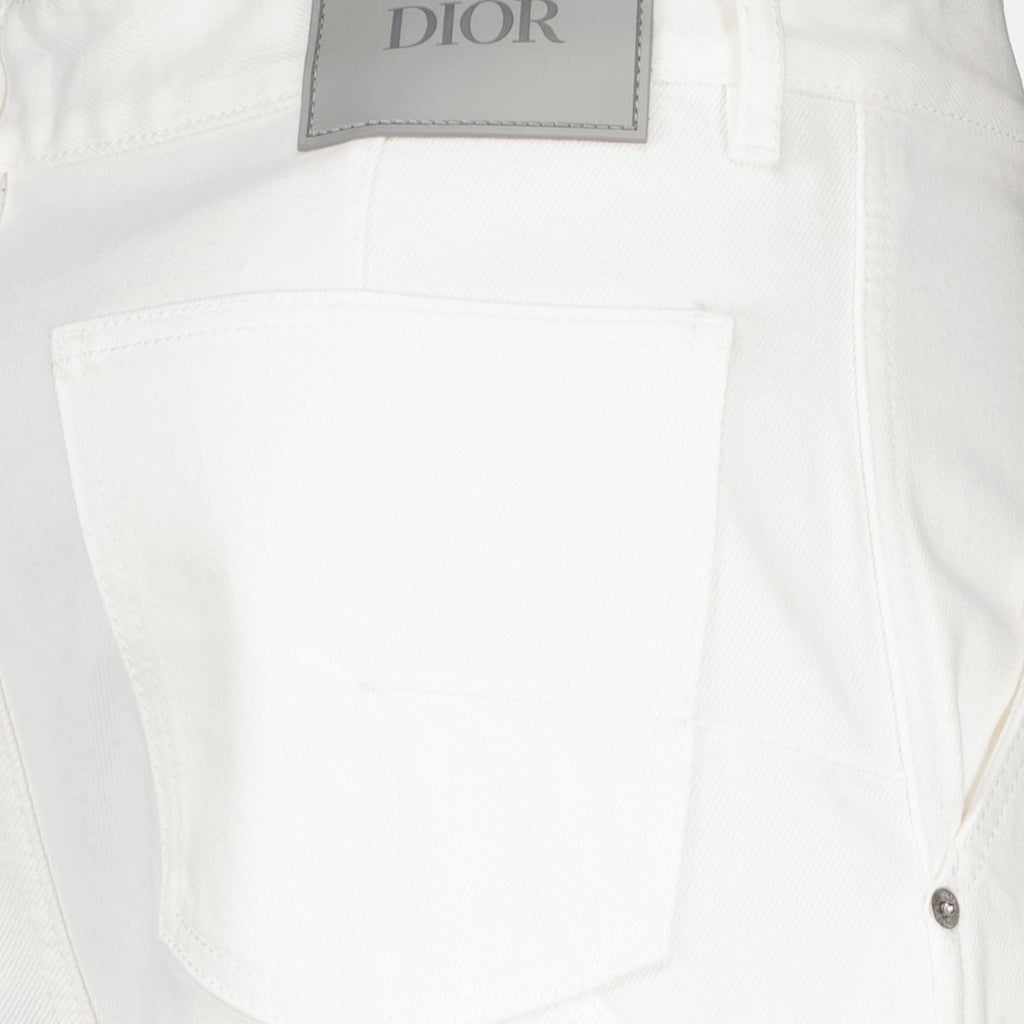 white denim jeans, luxury carpenter jeans, Dior Autumn-Winter 2024, high-end men's fashion, sophisticated denim