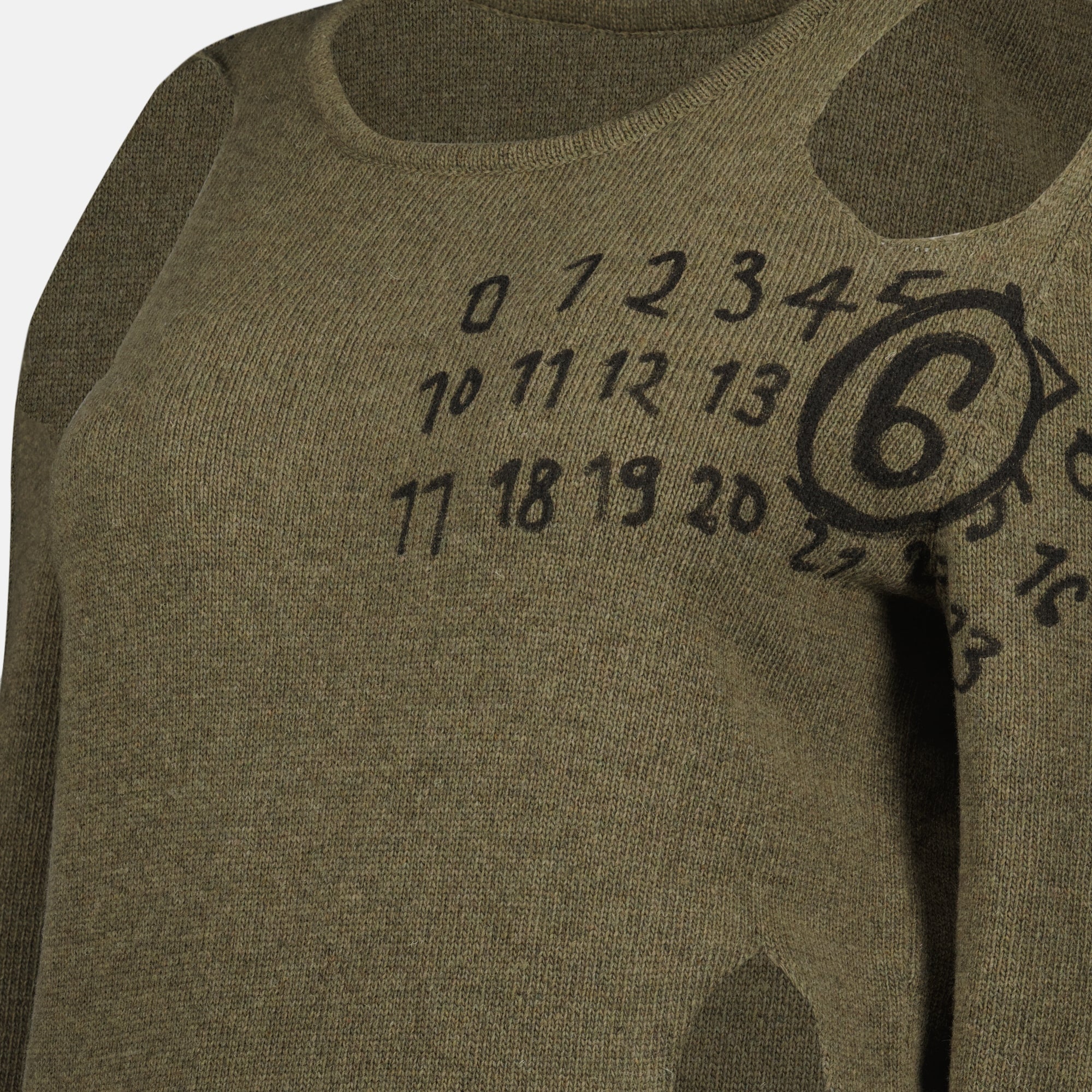 Tricot de Lã Khaki com Recortes