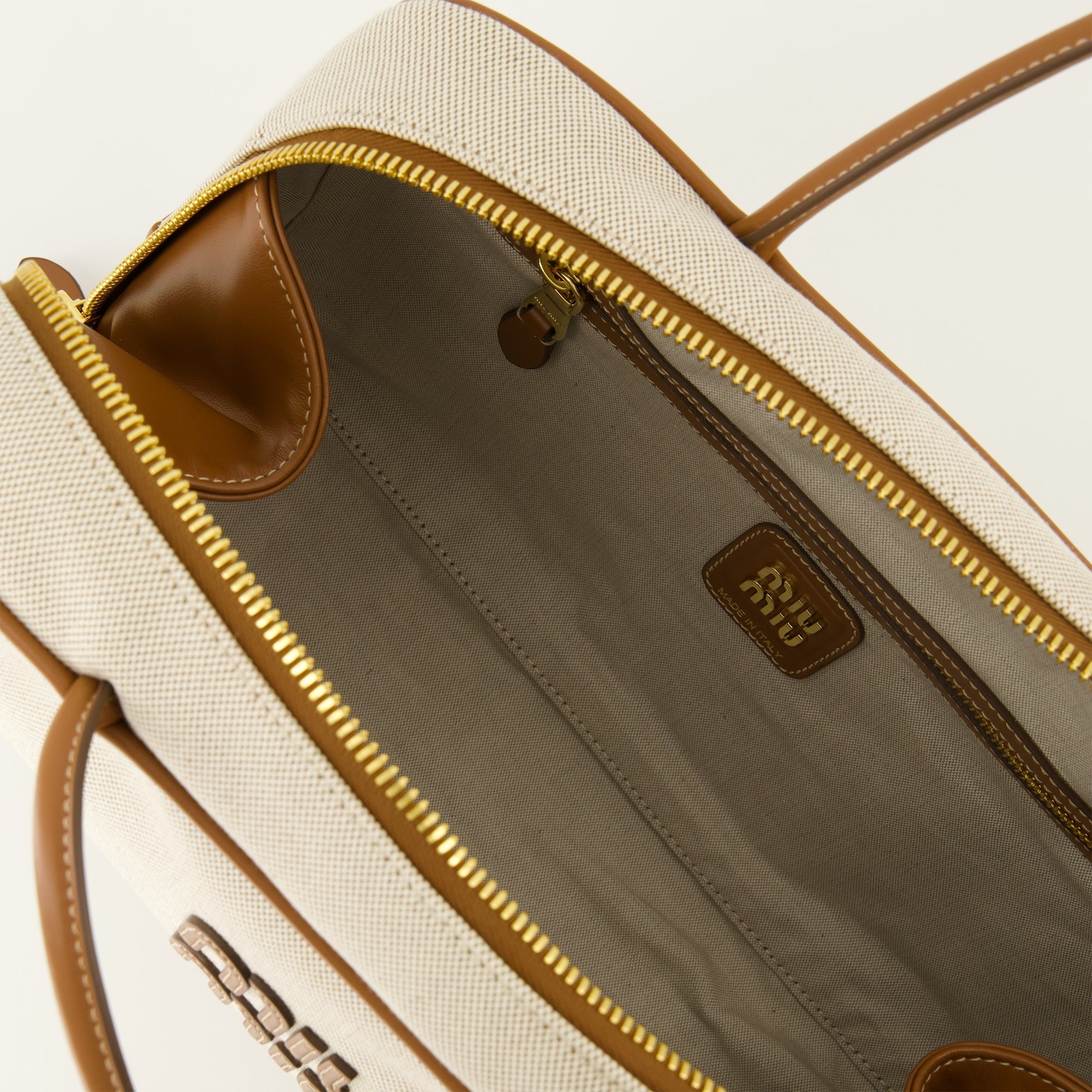 Miu Miu bag, canvas leather bag, fashion accessories, autumn winter collection, high-end handbags