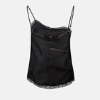 Image of Silk Lace Top with Asymmetric Neckline by Mm6 for Women - Season Spring-Summer 2025 - Product detail view 1
