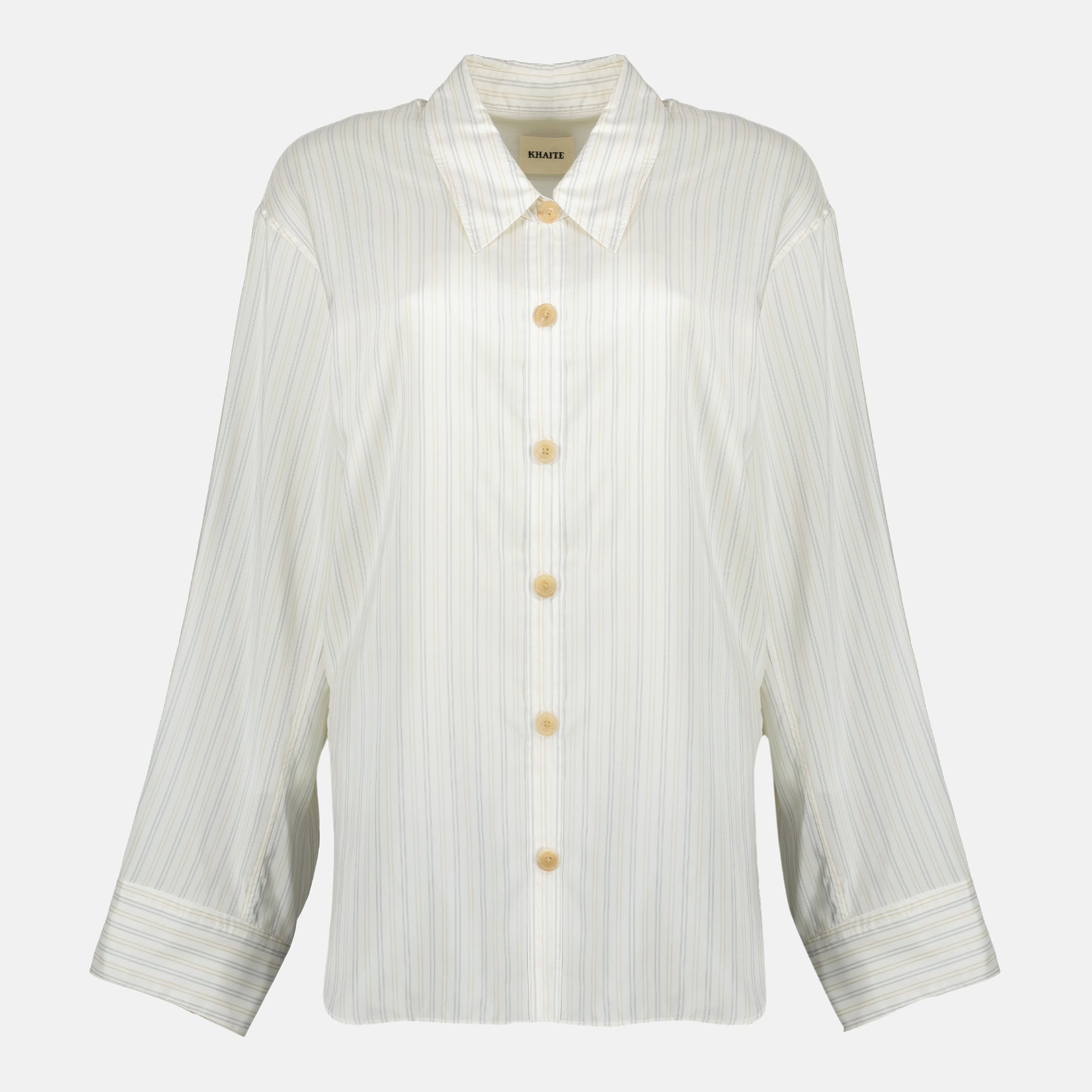 Khaite striped shirt, silk shirt, classic collar shirt, long sleeve shirt, designer womenswear