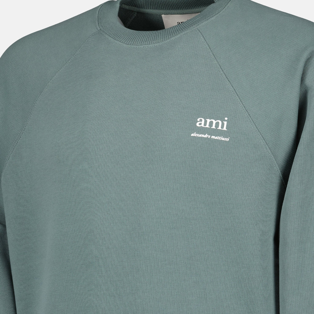 Alexandre Matiussi, green sweatshirt, organic cotton, AMI Paris collection, elegant casualwear