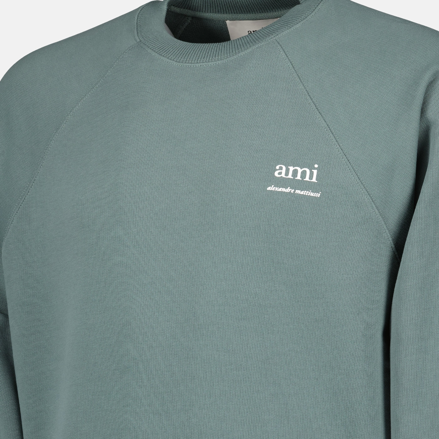 Alexandre Matiussi, green sweatshirt, organic cotton, AMI Paris collection, elegant casualwear