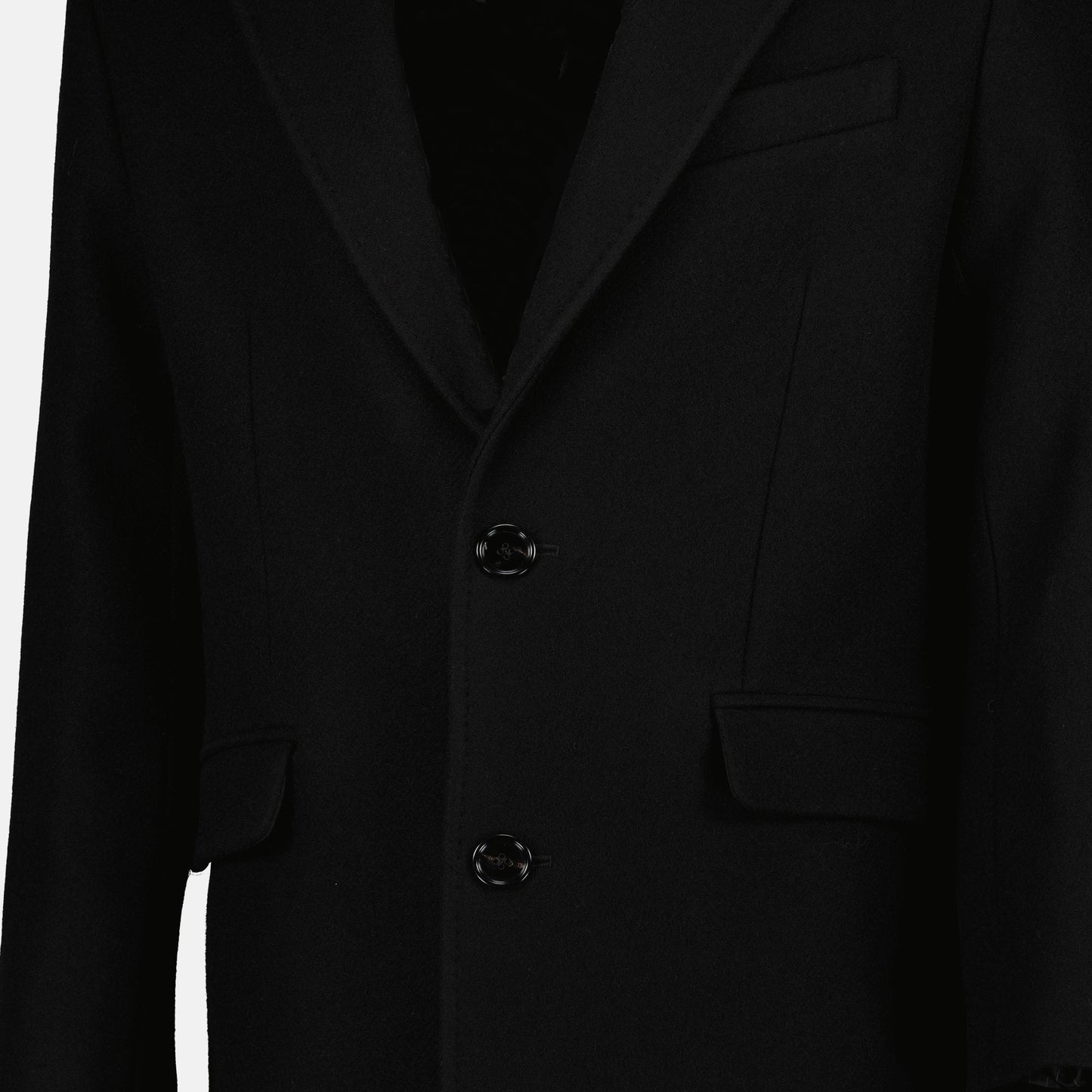 black wool coat, AMI Paris, autumn-winter fashion, classic overcoat, timeless style