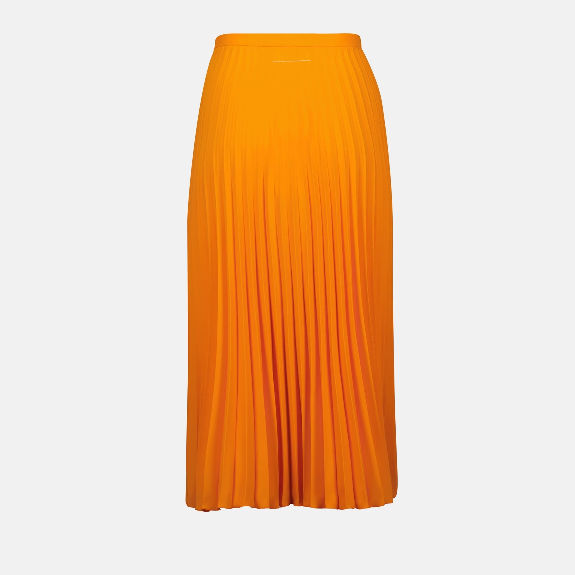 MM6 pleated skirt, orange midi skirt, spring-summer 2025 skirt, elegant pleated skirt, polyester pleated skirt