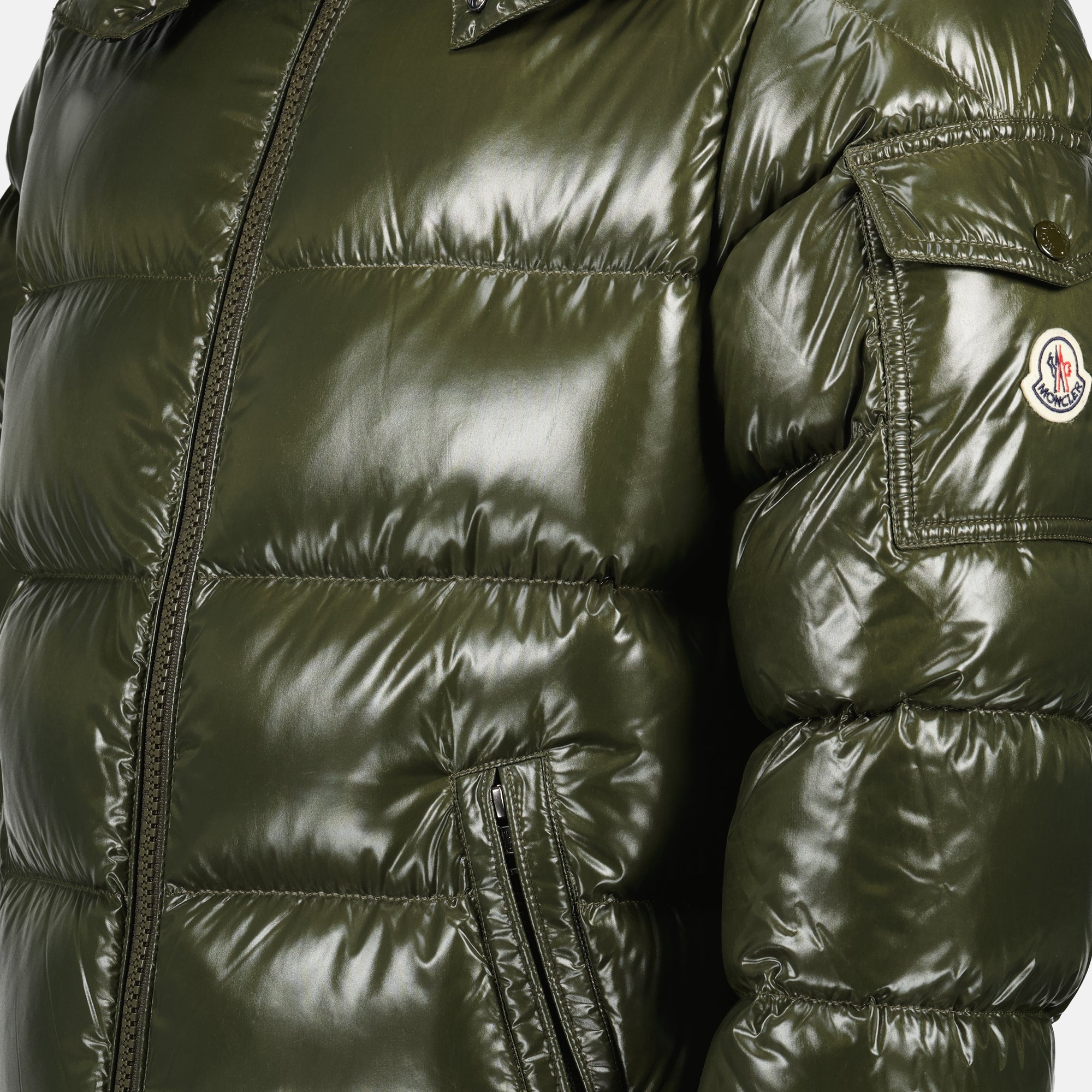 Moncler down jacket, Maya Kaki, nylon jacket, men's outerwear, luxury fashion