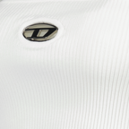 여성을 위한 디젤의 흰색 리브 스트레치 크롭 톱 이미지 - 2024년 가을-겨울 시즌 - 세부 사항 보기 1