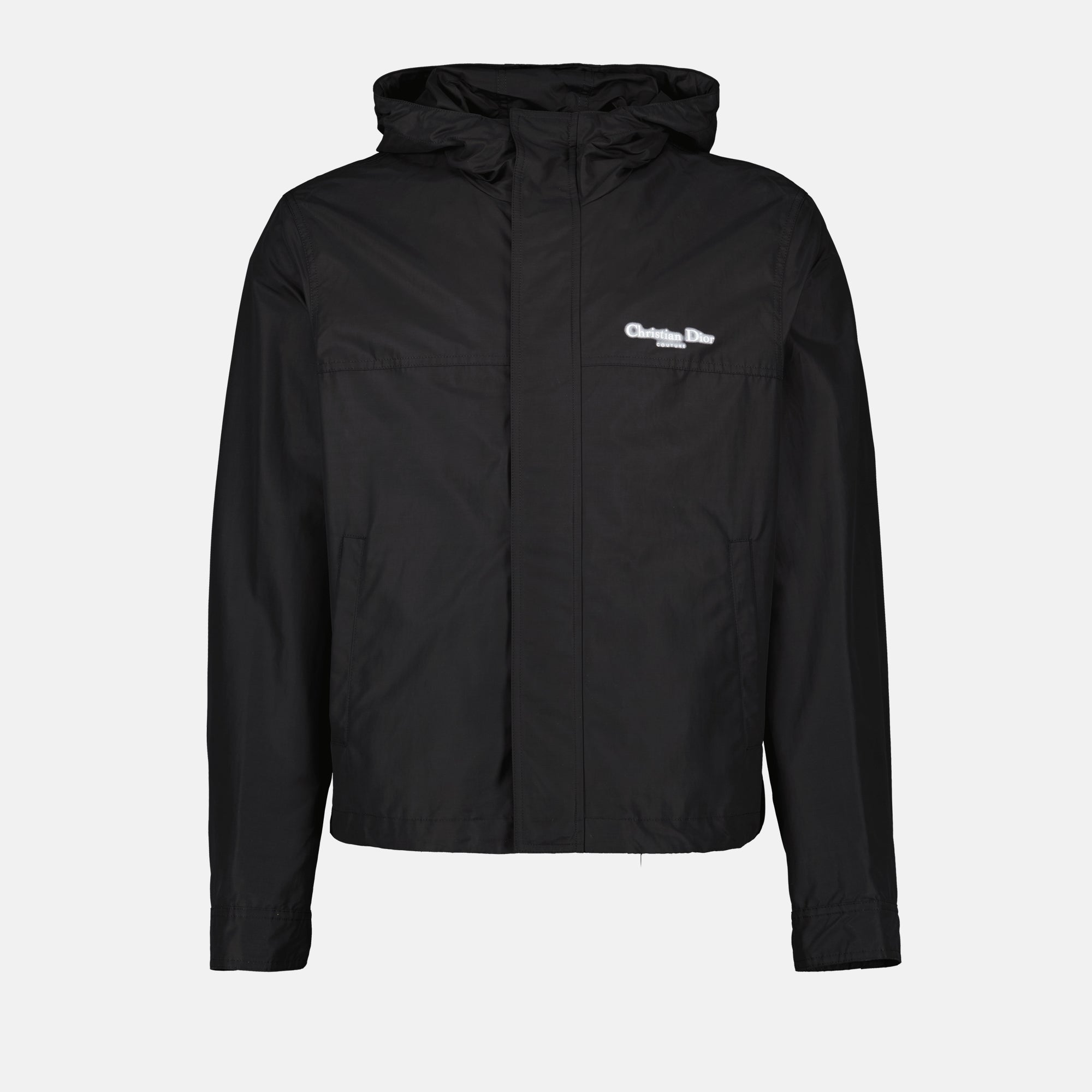 Image of Black Windbreaker Jacket by Dior for Men - Season Autumn-Winter 2024 - Front View