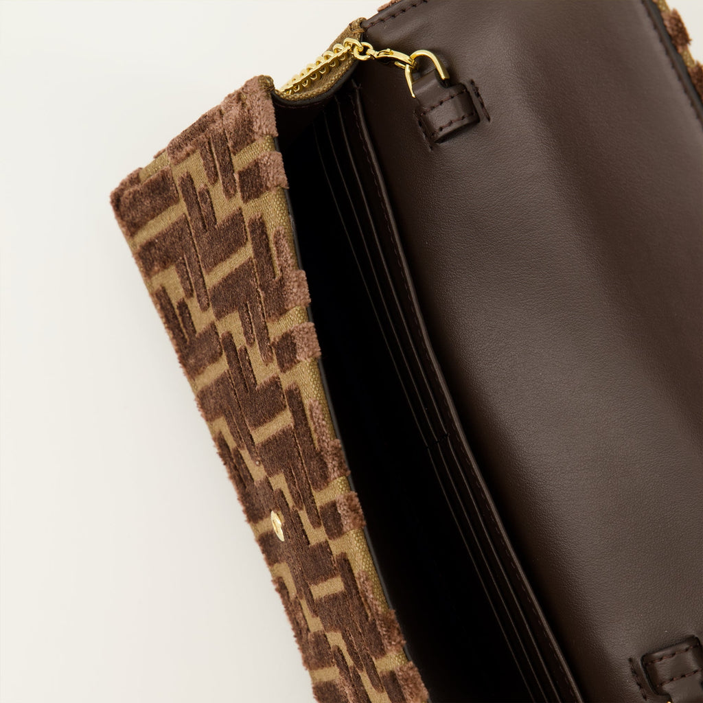 Fendi wallet, brown velvet wallet, chain wallet, elegant accessories, luxury handbags