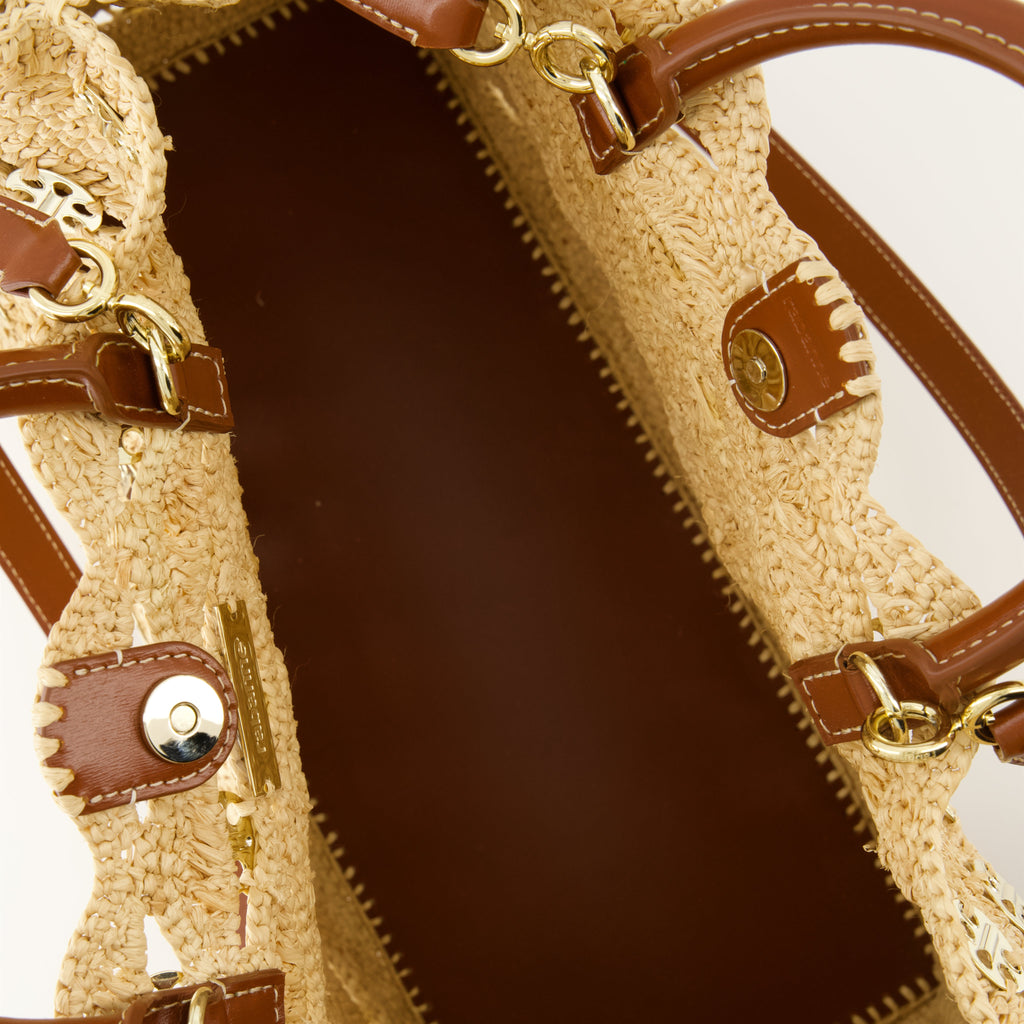 tote bag, raffia bag, Disc-Link, fashion accessories, Rabanne