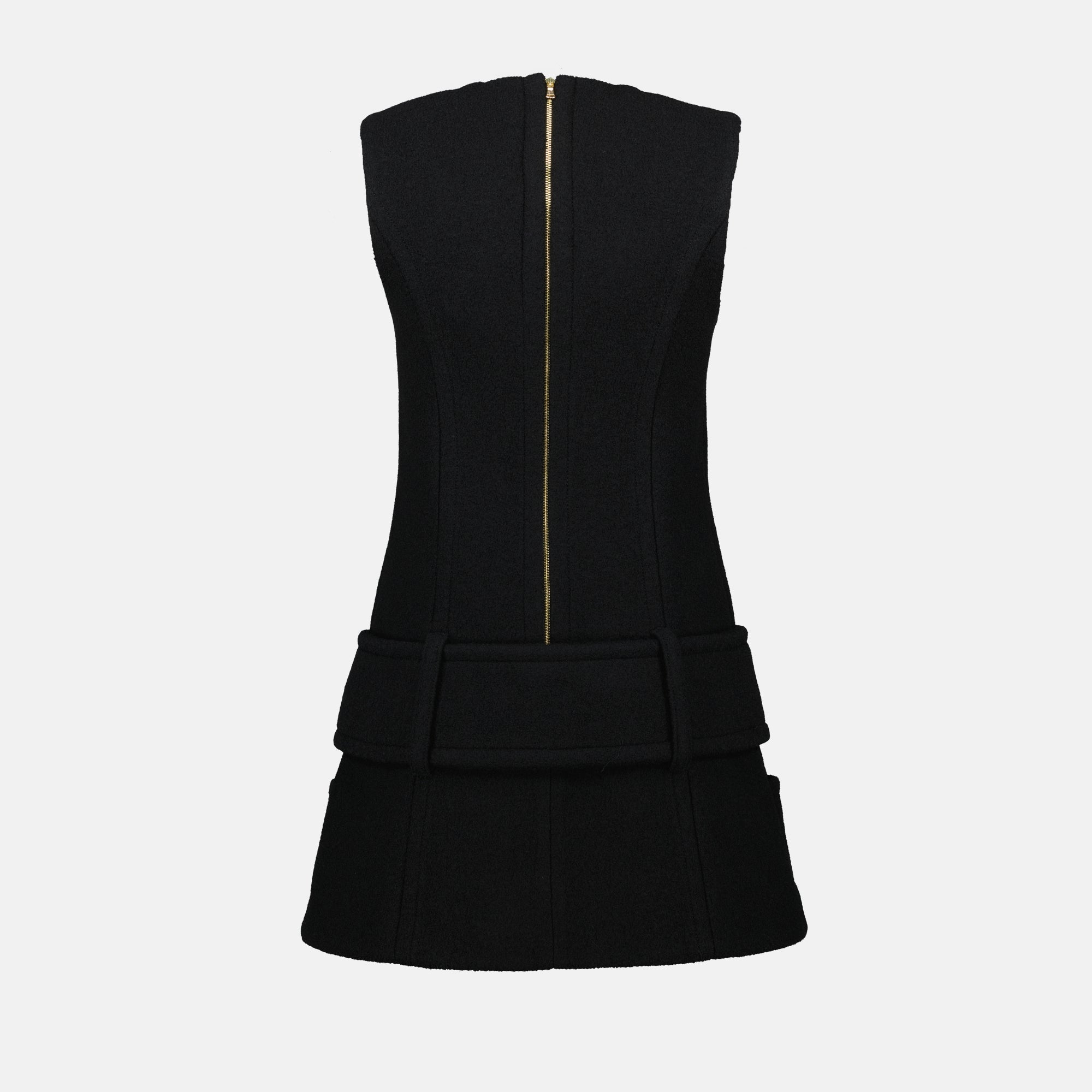 Patou dress, sleeveless wool dress, black dress, Autumn-Winter 2025, wool and viscose dress