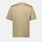 beige cotton T-shirt, FF logo shirt, casual wear, short sleeve T-shirt, Spring-Summer collection
