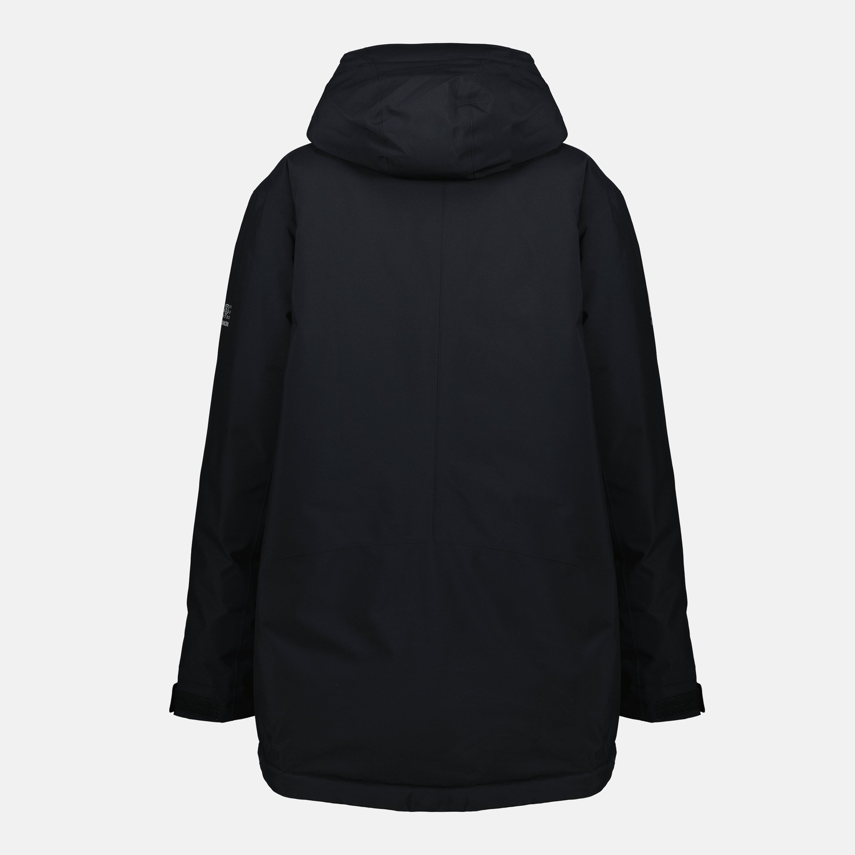 MM6 Salomon parka, down padded parka, black parka, mid-length parka, outerwear for winter